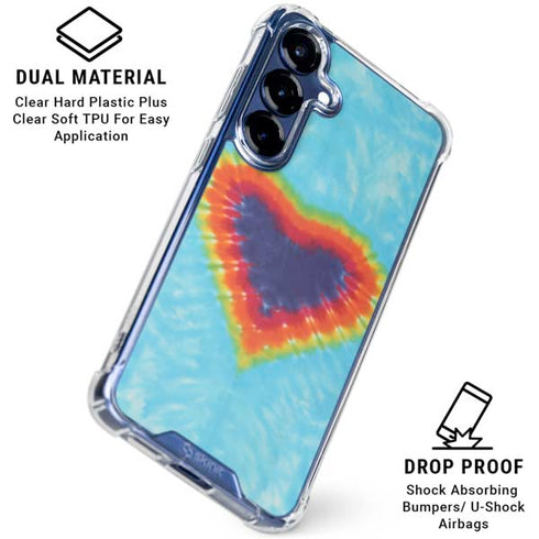 Liquid Blue Tie Dye Heart Galaxy S25 Clear Case